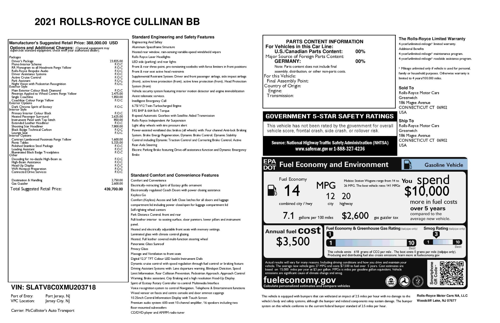 New 2021 Rolls-Royce Cullinan Black Badge For Sale ()